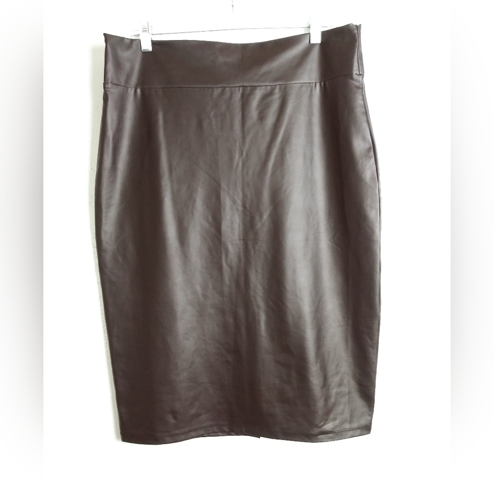 Simlu Pencil Skirt Faux Leather Women's Size 2X Large Blk Onyx Casual